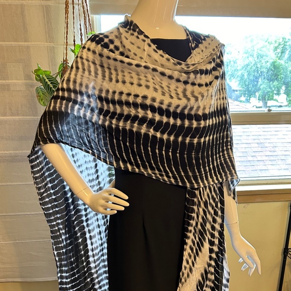 REDUCED! Black and White Sheer Coverup/Scarf - Shawl - Picture 1 of 6